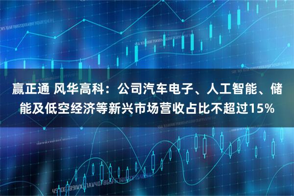 赢正通 风华高科：公司汽车电子、人工智能、储能及低空经济等新兴市场营收占比不超过15%